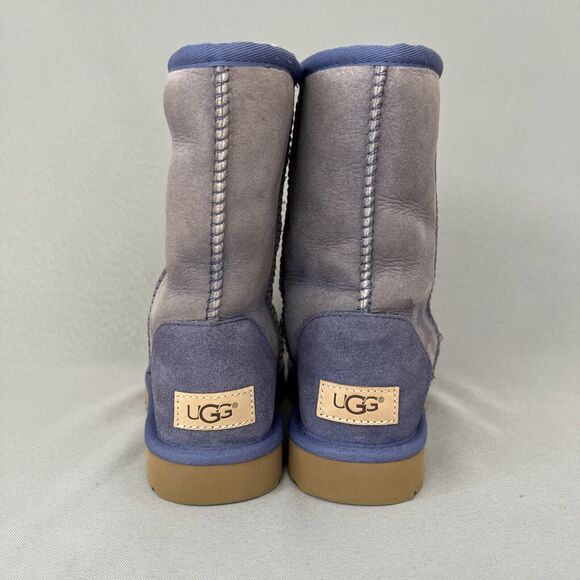 Womens UGG Boots Purple Classic Short Suede Wool Bold Blue Trim Malibu Boho Sz 6 - Picture 6 of 16